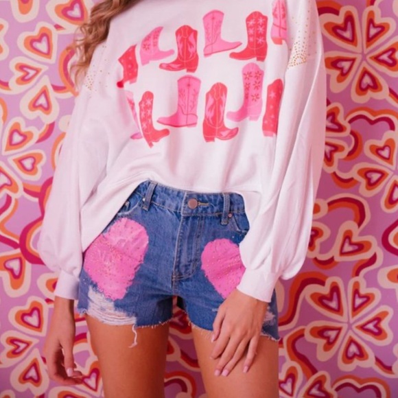 Judith March Pants - JUDITH MARCH Valentines Be Mine Denim Shorts EUC